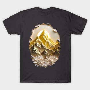 Paper quilling art - Golden mountains ! T-Shirt